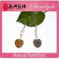 Grils Jewellery Unique Handmade Heart Shape Natural Amethyst Stone Earrings